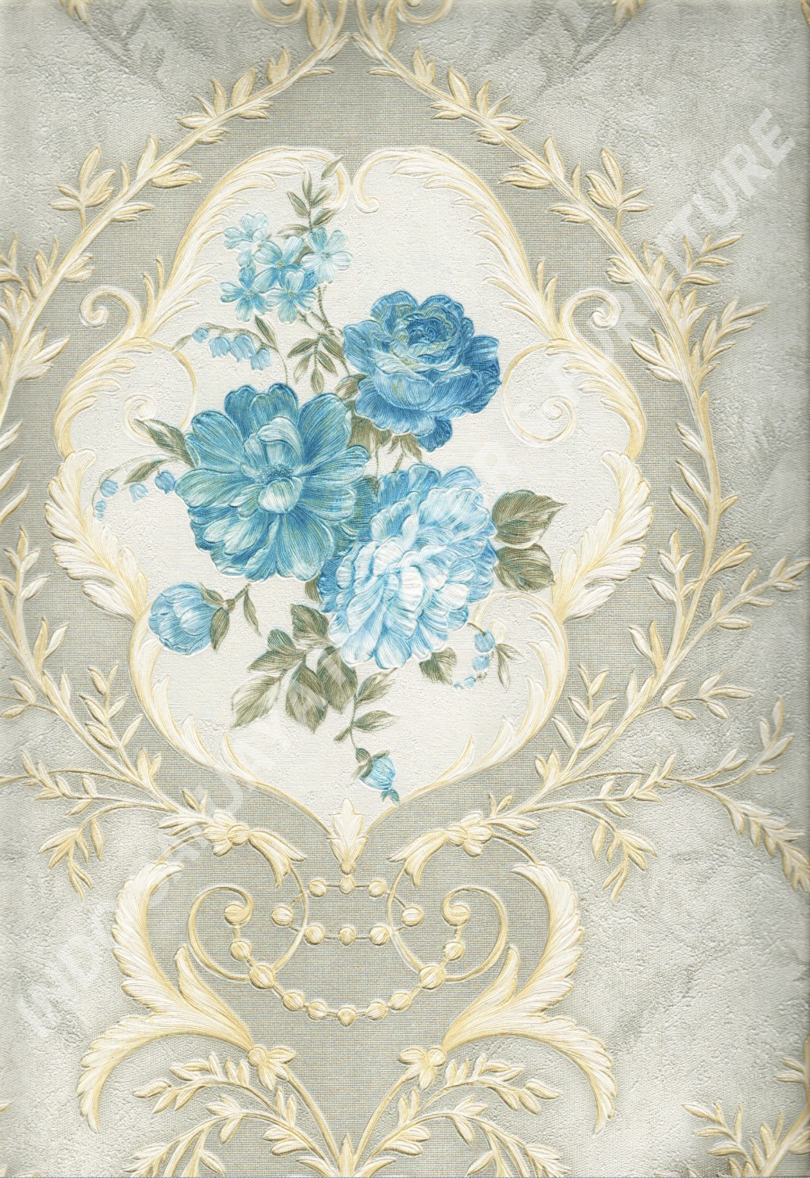 wallpaper DREAMS LINK HEARTBEAT:DL10502 corak Bunga warna Abu-Abu ,Biru