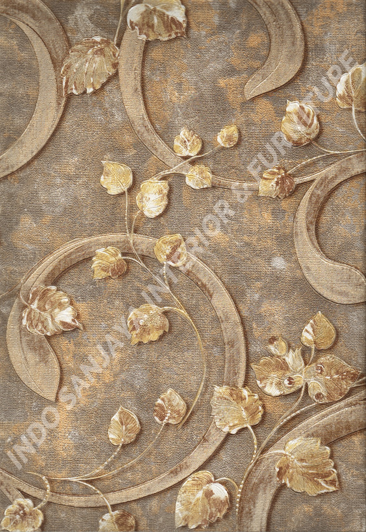 wallpaper DREAMS LINK HEARTBEAT:DL10404 corak Klasik / Batik (Damask) ,Daun - Daunan warna Coklat
