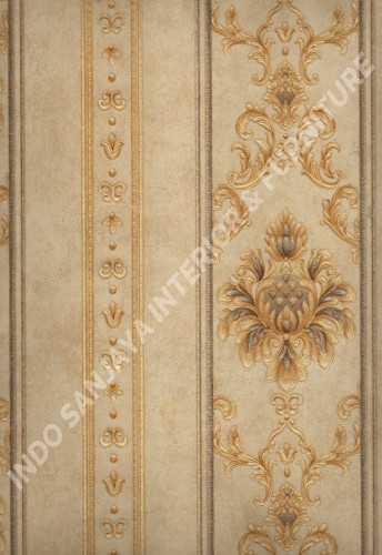 wallpaper MELBOURNE:HR-16165 corak Klasik / Batik (Damask) warna Cream ,Coklat