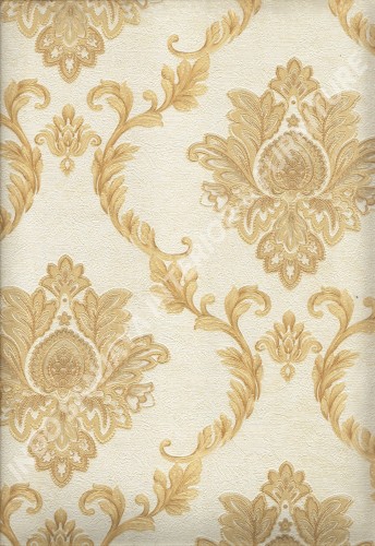 wallpaper LEVANTE:L444-11 corak Klasik / Batik (Damask) warna Cream ,Coklat