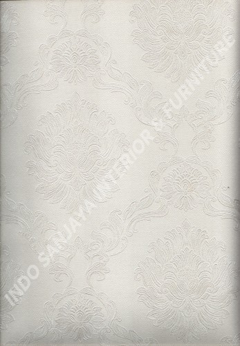 wallpaper LEVANTE:L444-45 corak Klasik / Batik (Damask) warna Putih ,Abu-Abu