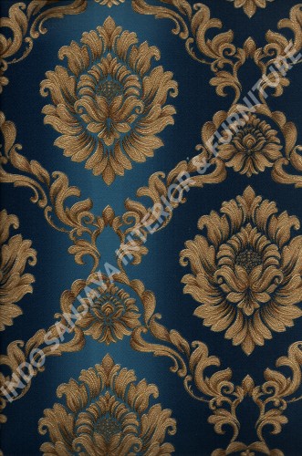 wallpaper LEVANTE:L444-49 corak Klasik / Batik (Damask) warna Biru ,Coklat