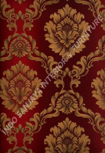 wallpaper LEVANTE:L444-50 corak Klasik / Batik (Damask) warna Merah ,Coklat