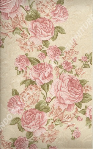 wallpaper LEVANTE:L444-52 corak Bunga warna Merah ,Cream ,Pink