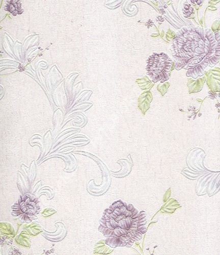 wallpaper Bellezza:BL-08 corak Bunga ,Minimalis / Polos warna Ungu