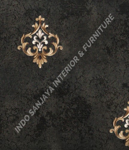 wallpaper TRENZONE:YS-980102 corak Klasik / Batik (Damask) ,Minimalis / Polos warna Hitam