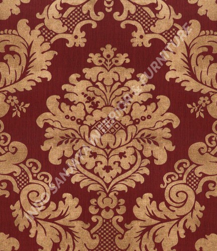 wallpaper Celio:360407 corak Klasik / Batik (Damask) warna Merah