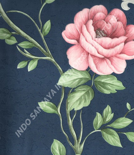 wallpaper MADONA:MD3575 corak Bunga ,Minimalis / Polos warna Biru