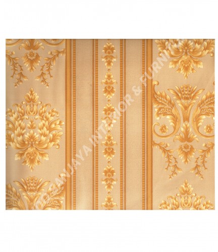 wallpaper MADONA:MD3533 corak Klasik / Batik (Damask) warna Hijau ,Cream