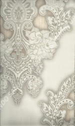 wallpaper LEVANTE:L444-25 corak Klasik / Batik (Damask) warna Abu-Abu,Cream